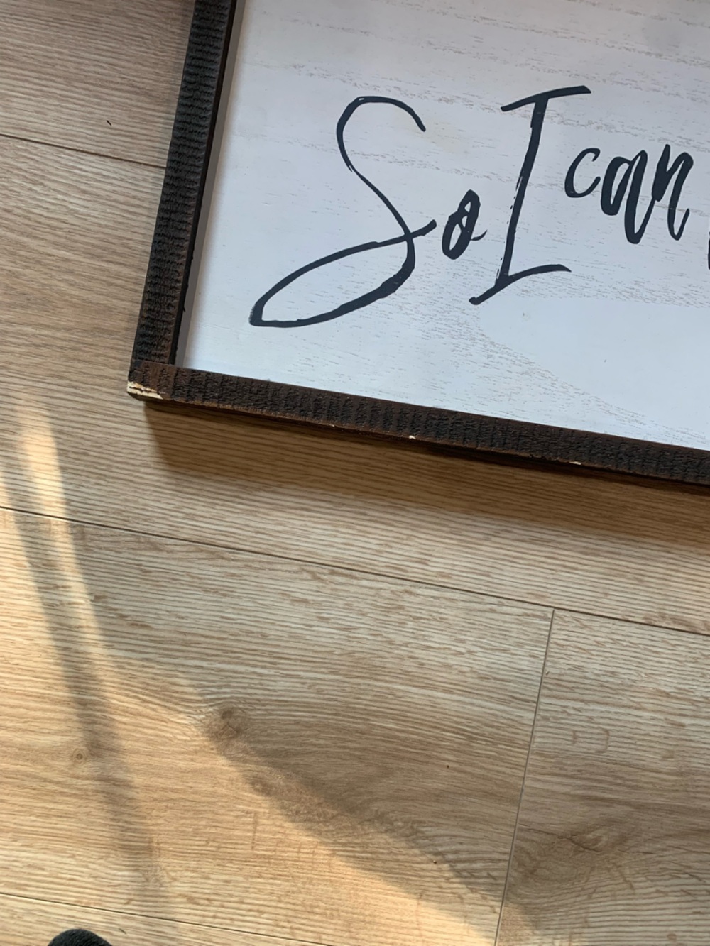 Framed White Script Wall Sign - Black Script - Picture 2 of 3